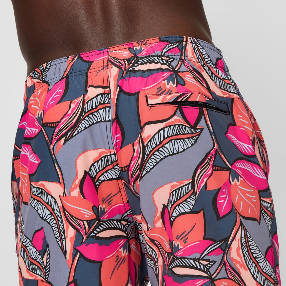 Men's Redondo Edge Printed 16" Swim Shorts Coral/Gray