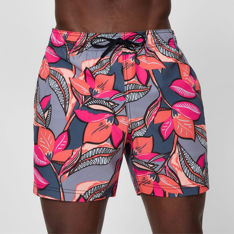 Men's Redondo Edge Printed 16" Swim Shorts Coral/Gray