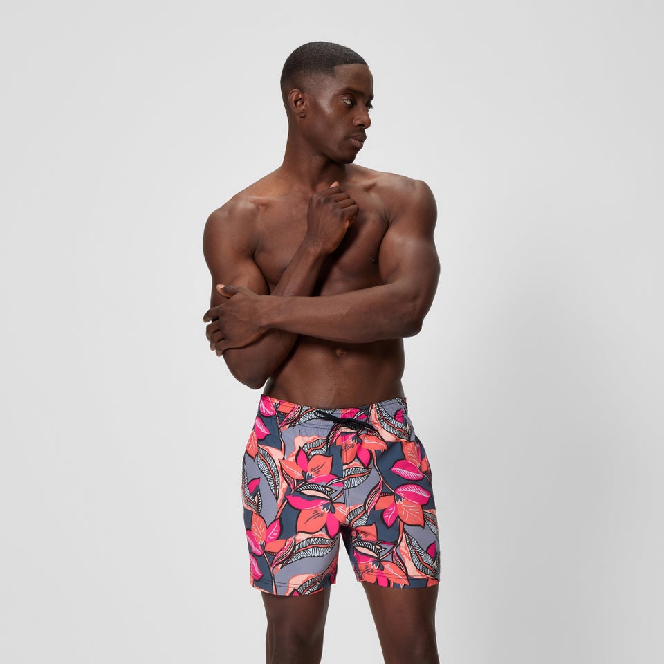 Men's Redondo Edge Printed 16" Swim Shorts Coral/Gray