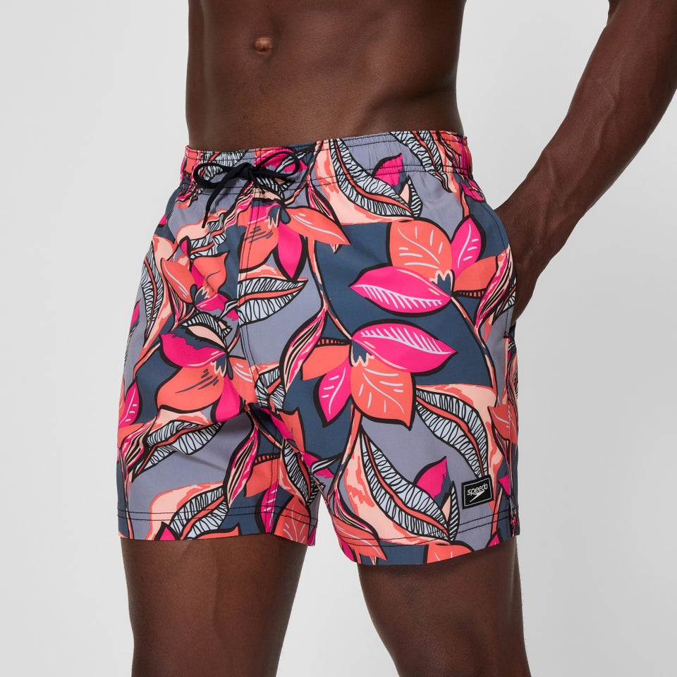 Men's Redondo Edge Printed 16" Swim Shorts Coral/Gray