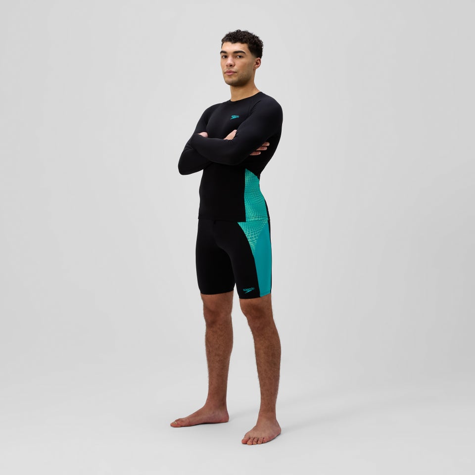Herren Endurance+ MAX Splice Rashguard Schwarz/Türkis