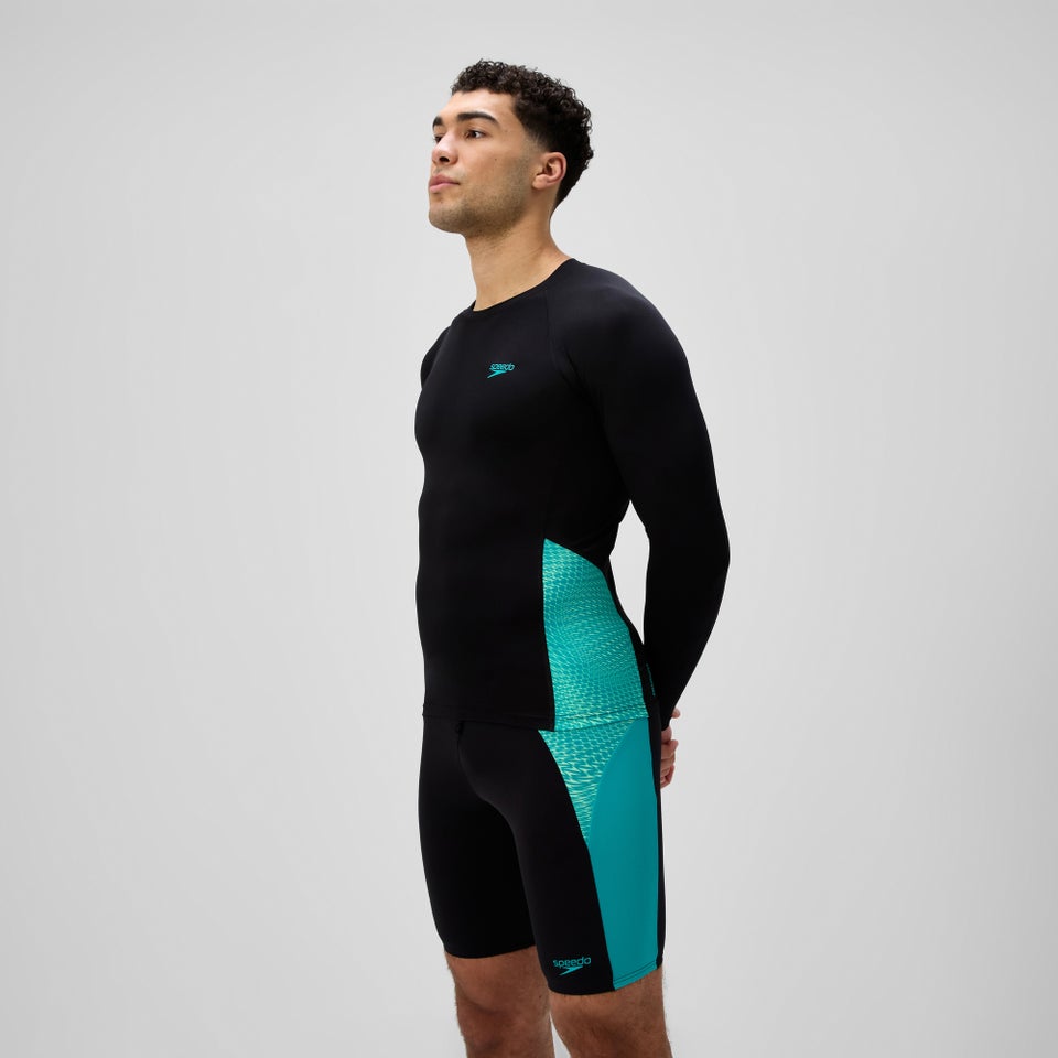 Herren Endurance+ MAX Splice Rashguard Schwarz/Türkis