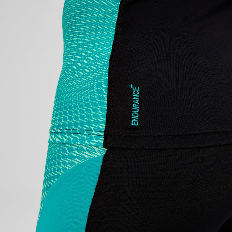 Herren Endurance+ MAX Splice Rashguard Schwarz/Türkis