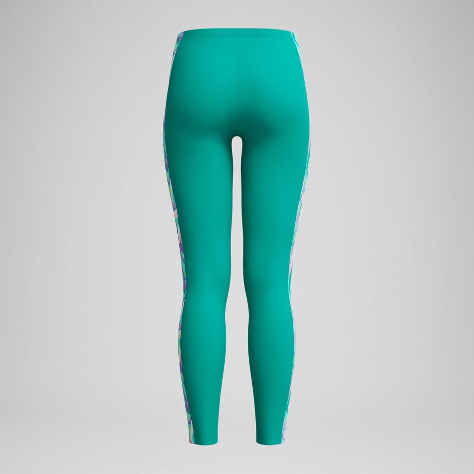 Girls Printed Panel Leggings Turquoise