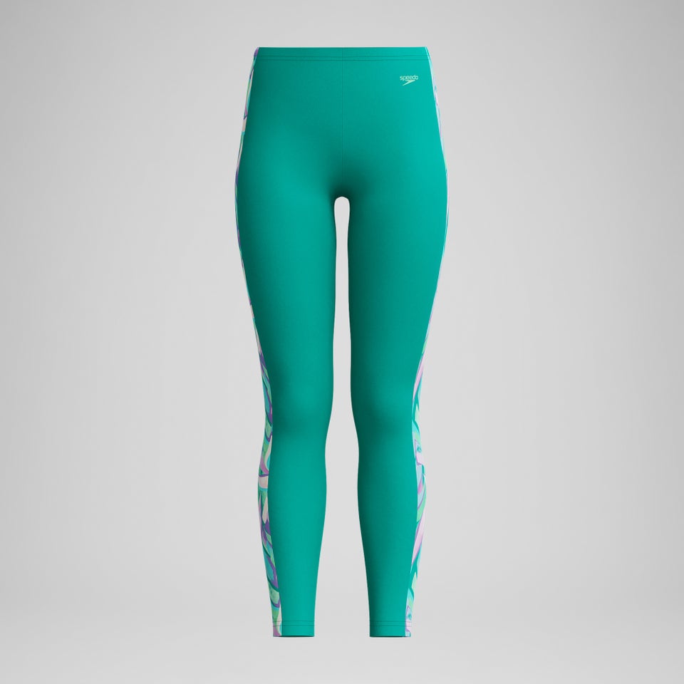 Girls Printed Panel Leggings Turquoise