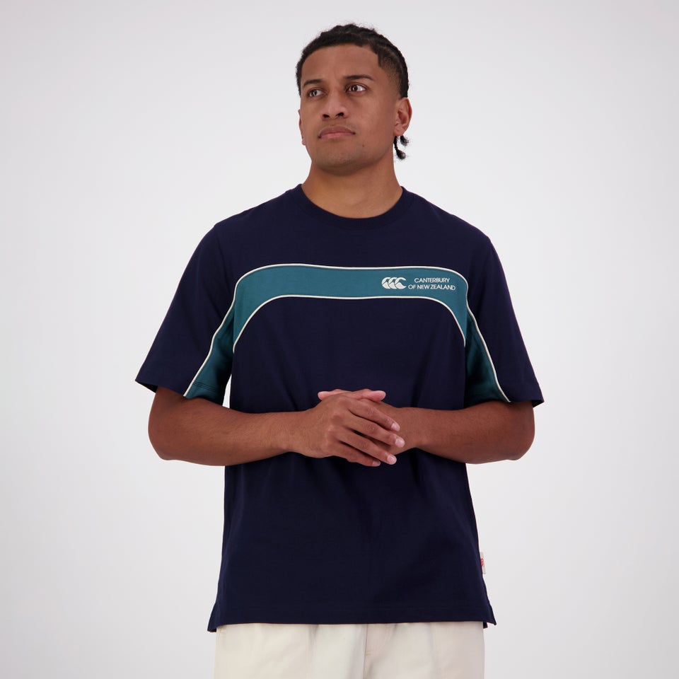 MENS HERITAGE PANELLED T-SHIRT NAVY