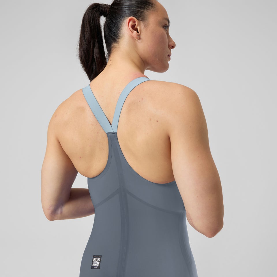 Combinaison partielle à dos fermé pour femmes grise/bleue Fastskin LZR Pure Valor 2.0