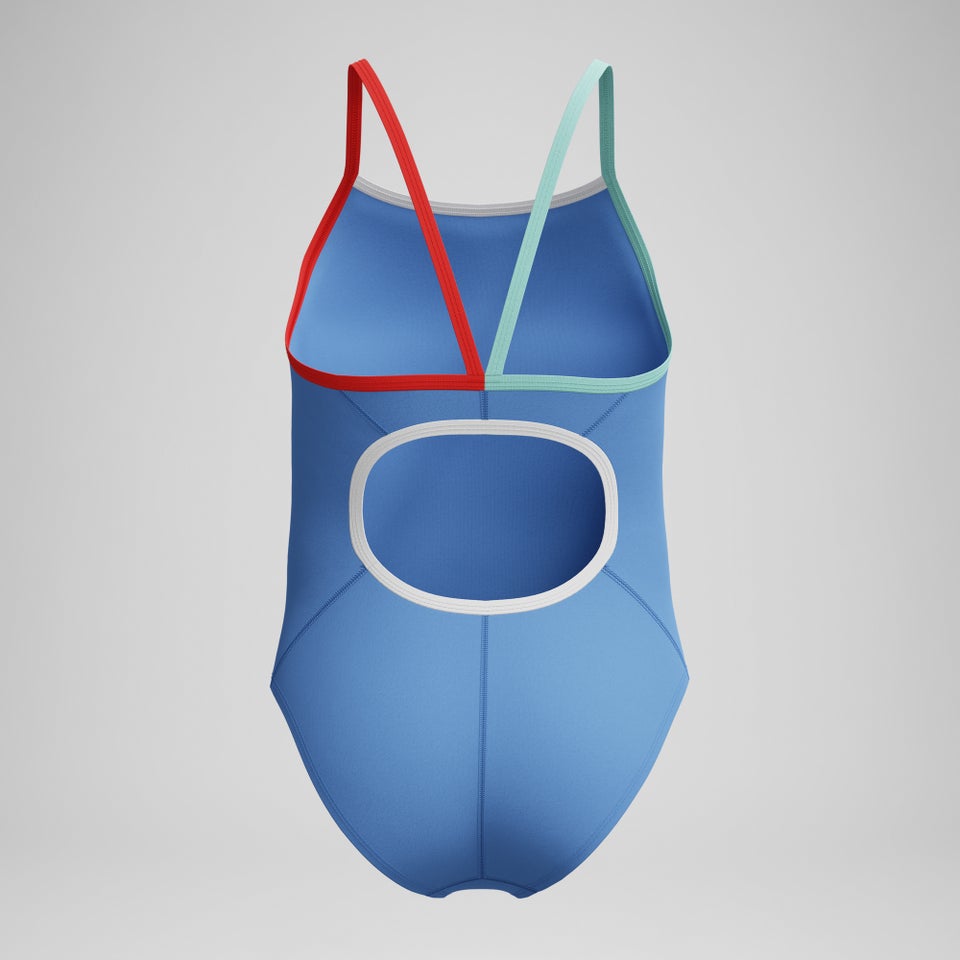 Girls Solid Propel Back One Piece Blue/Red