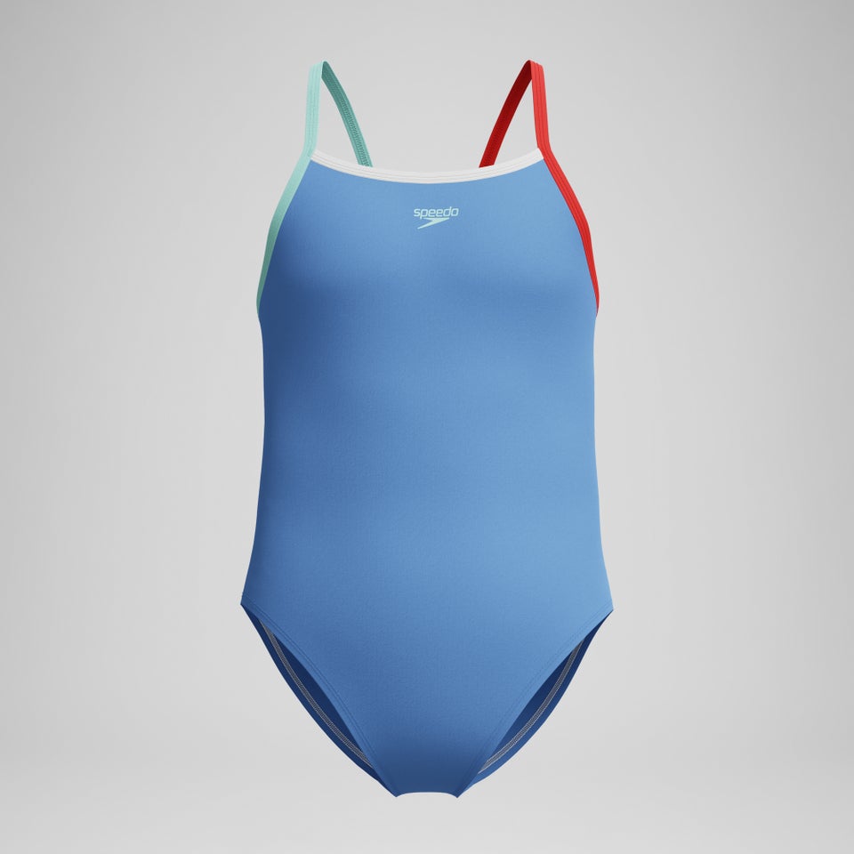 Girls Solid Propel Back One Piece Blue/Red