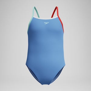 Girls Solid Propel Back One Piece Blue/Red