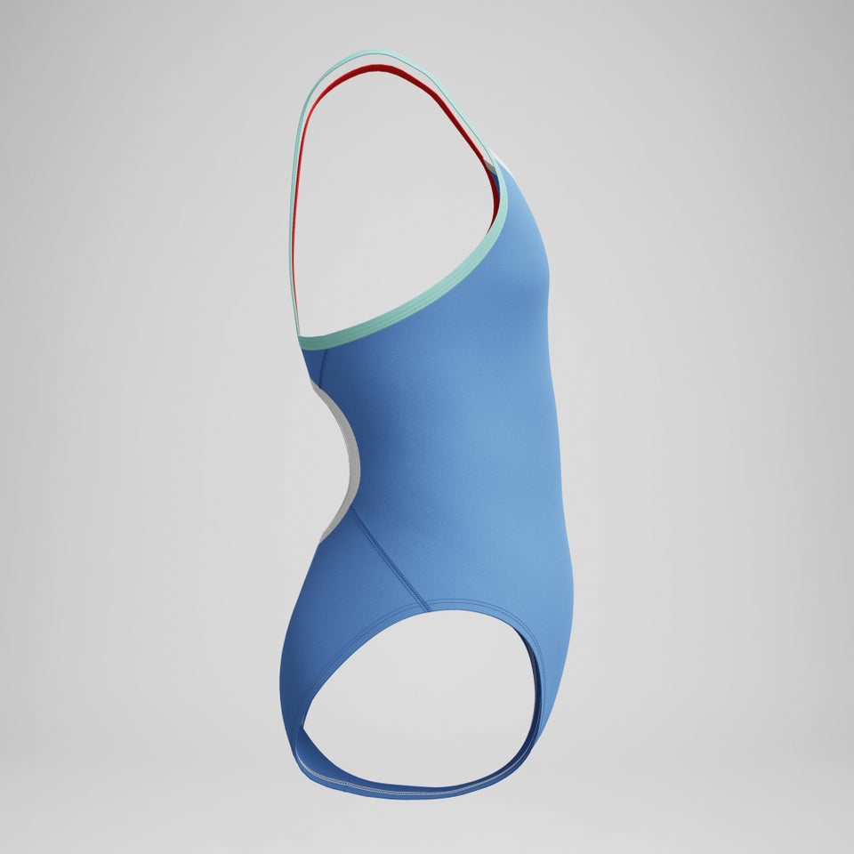 Girls Solid Propel Back One Piece Blue/Red