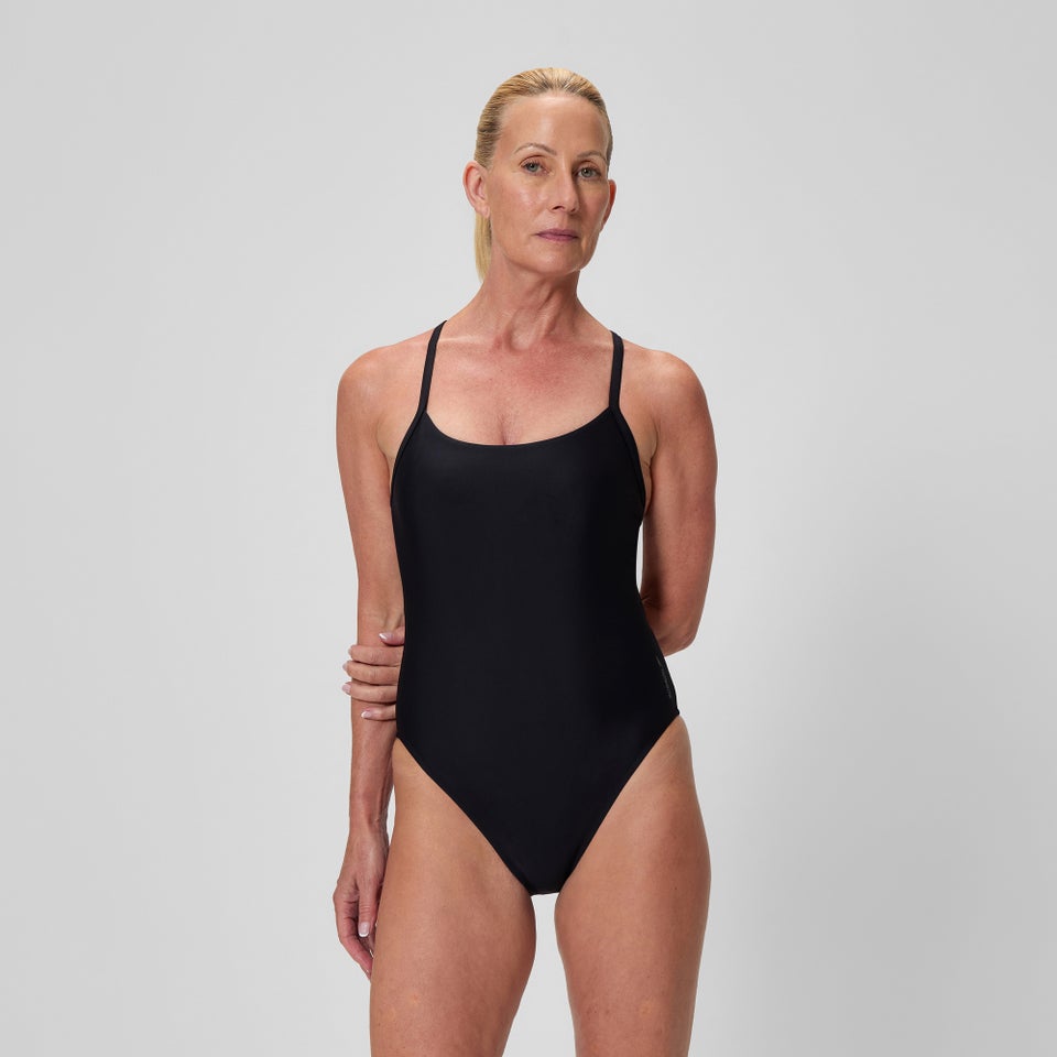 Women's Solid Racerback One Piece Black/White