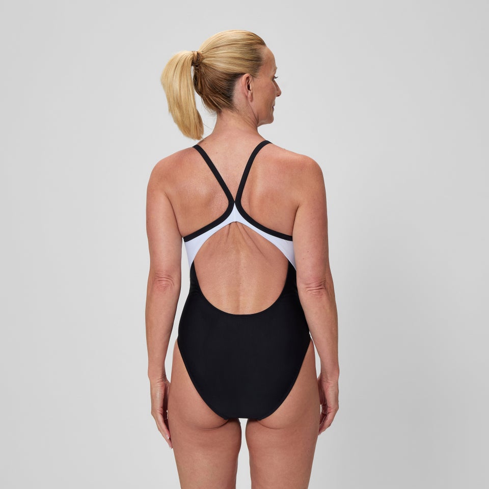 Women's Solid Racerback One Piece Black/White