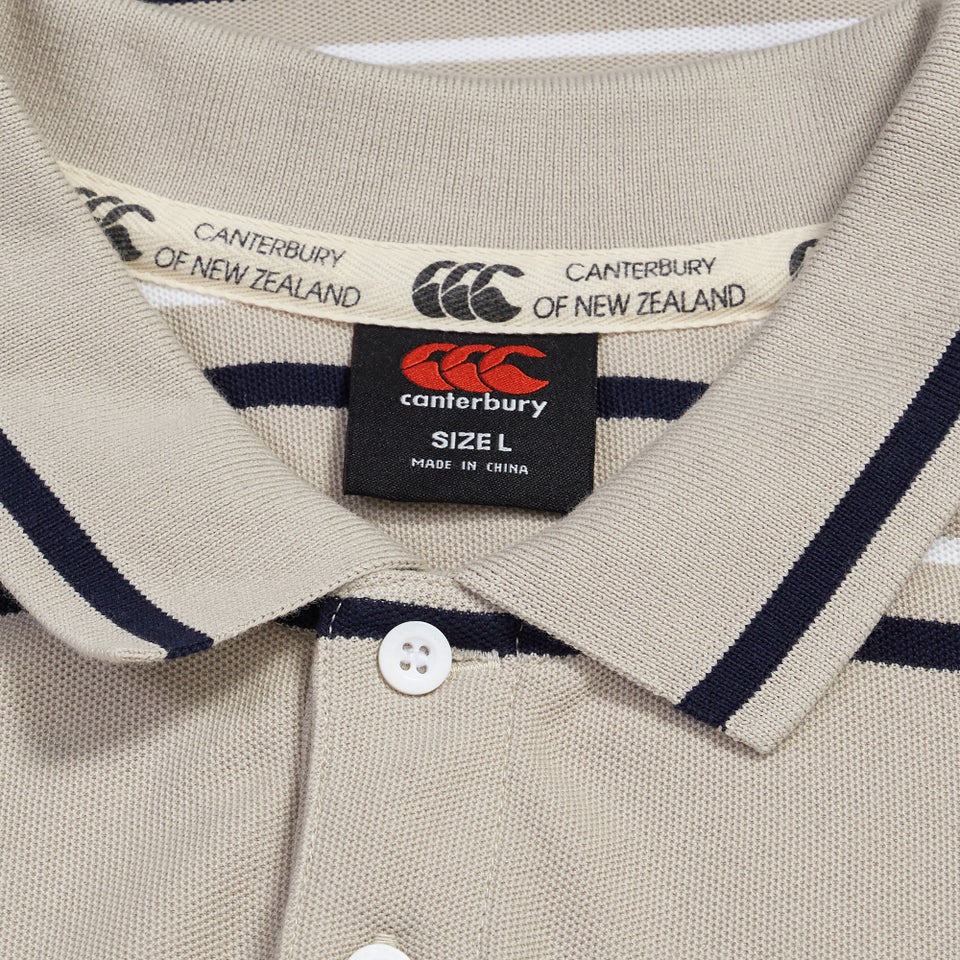 Mens Multi Stripe Polo Beige