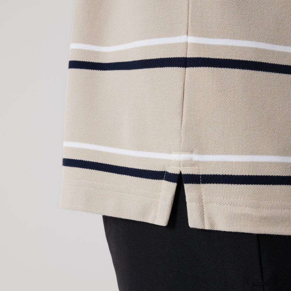 Mens Multi Stripe Polo Beige