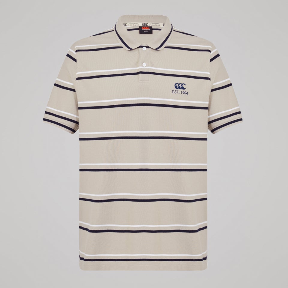 Mens Multi Stripe Polo Beige