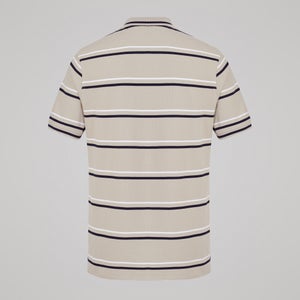 Mens Multi Stripe Polo Beige
