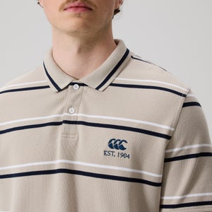 Mens Multi Stripe Polo Beige