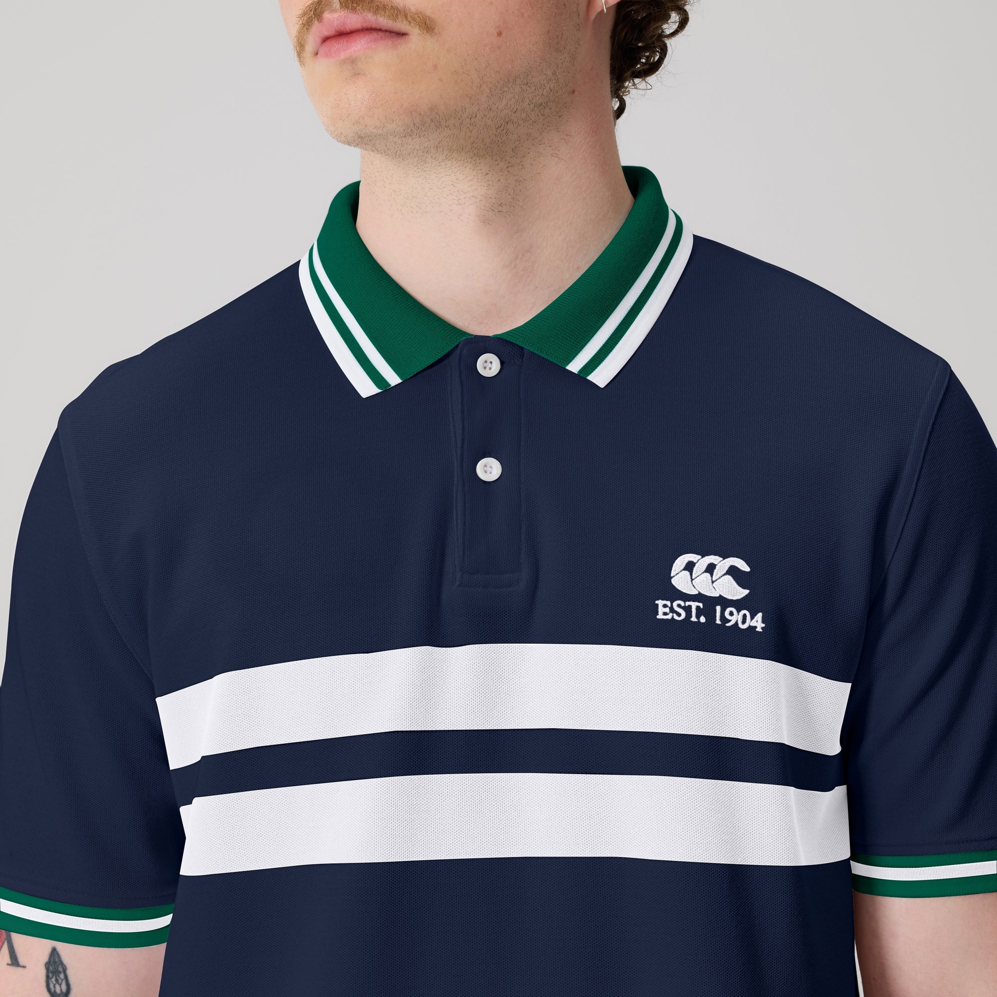 Mens Chest Stripe Polo Navy | Canterbury