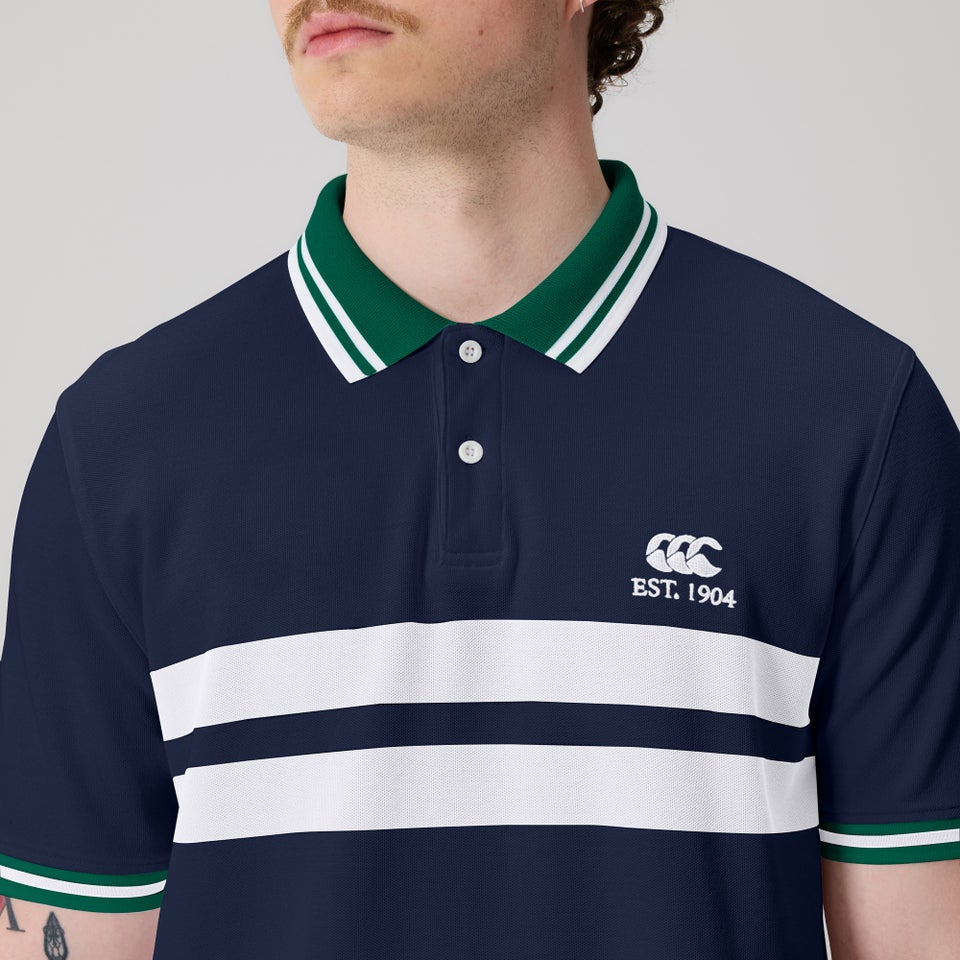 Mens Chest Stripe Polo Navy