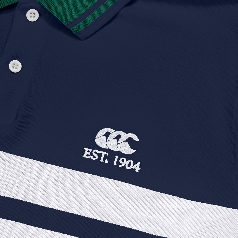 Mens Chest Stripe Polo Navy