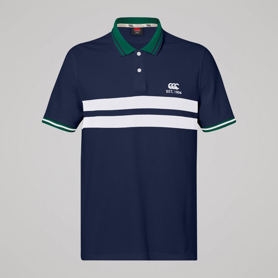 Mens Chest Stripe Polo Navy