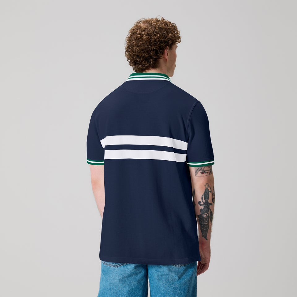 Mens Chest Stripe Polo Navy