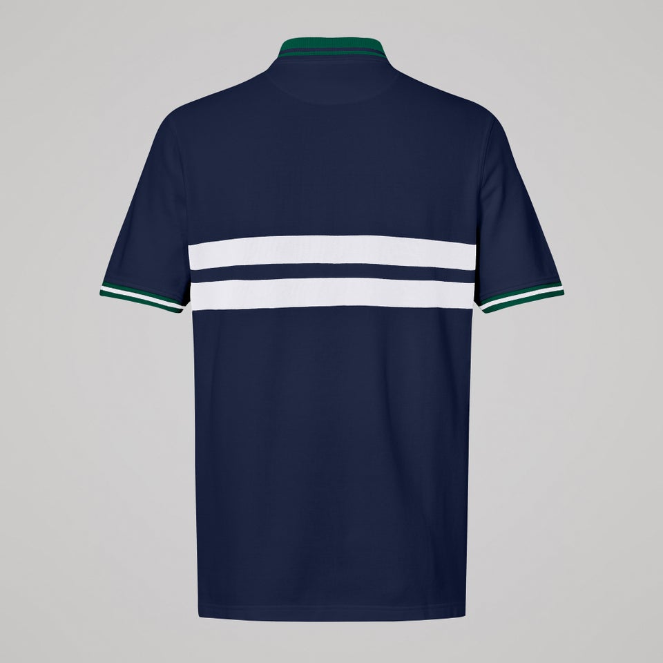 Mens Chest Stripe Polo Navy