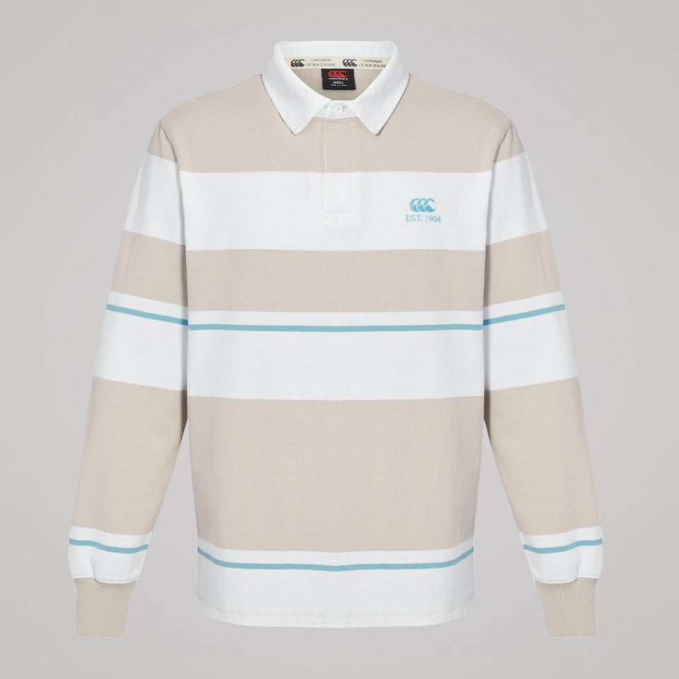 Mens Multi Stripe Rugby Jersey Beige