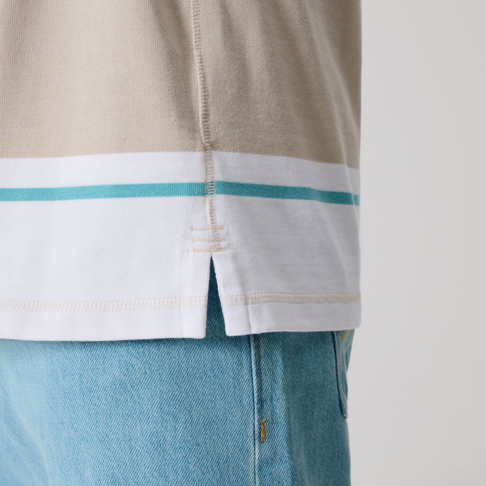 Mens Multi Stripe Rugby Jersey Beige