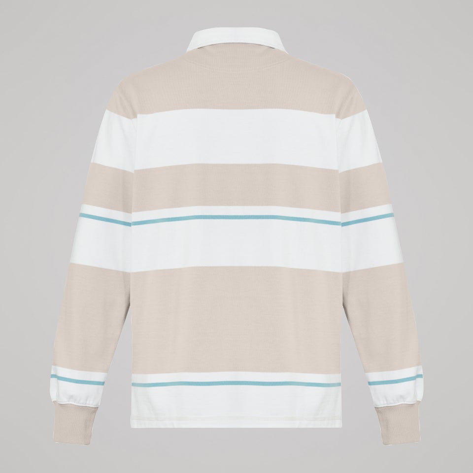 Mens Multi Stripe Rugby Jersey Beige