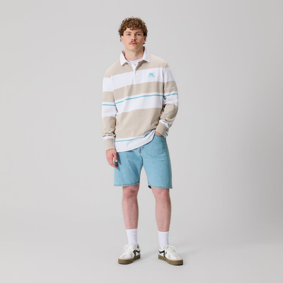 Mens Multi Stripe Rugby Jersey Beige