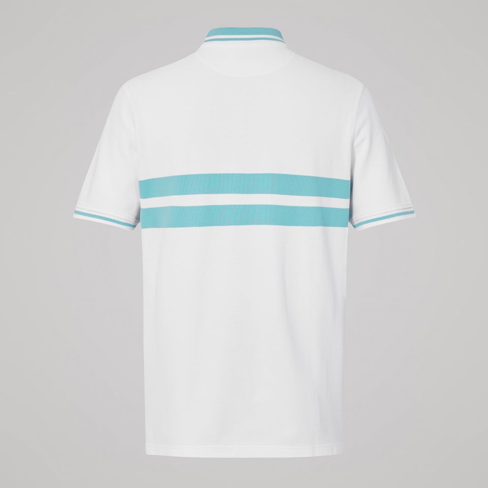 Mens Chest Stripe Polo White