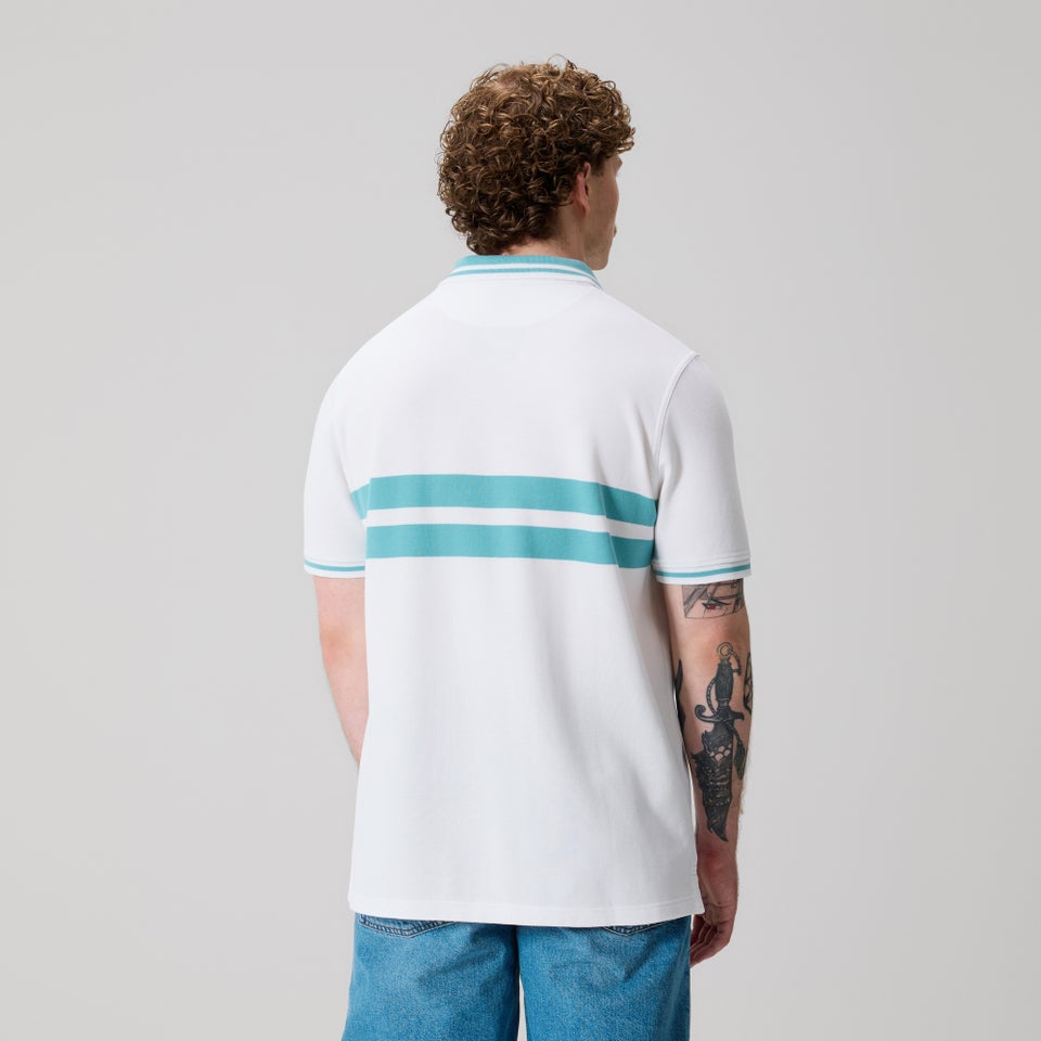 Mens Chest Stripe Polo White