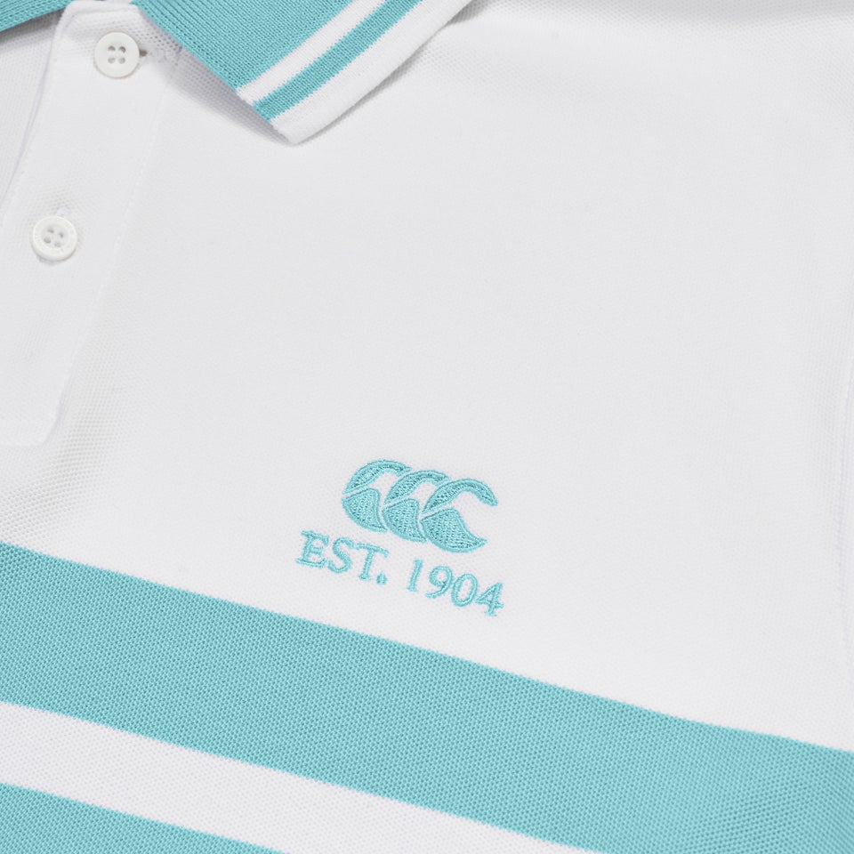 Mens Chest Stripe Polo White