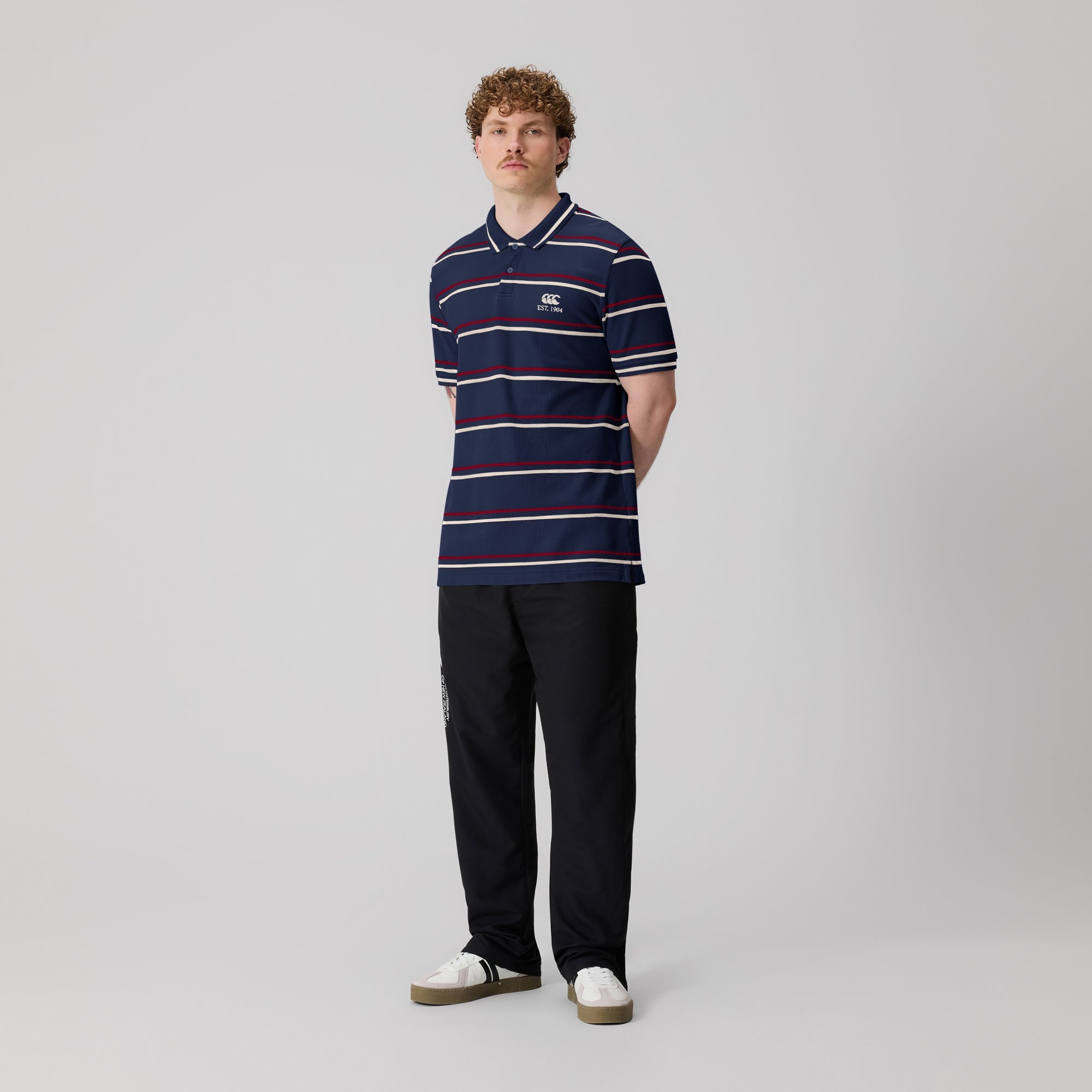Mens Multi Stripe Polo Navy | Canterbury