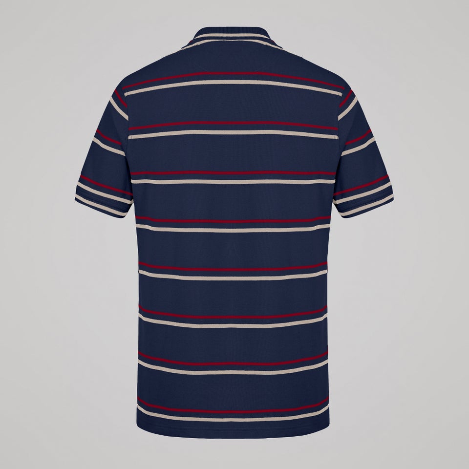 Mens Multi Stripe Polo Navy