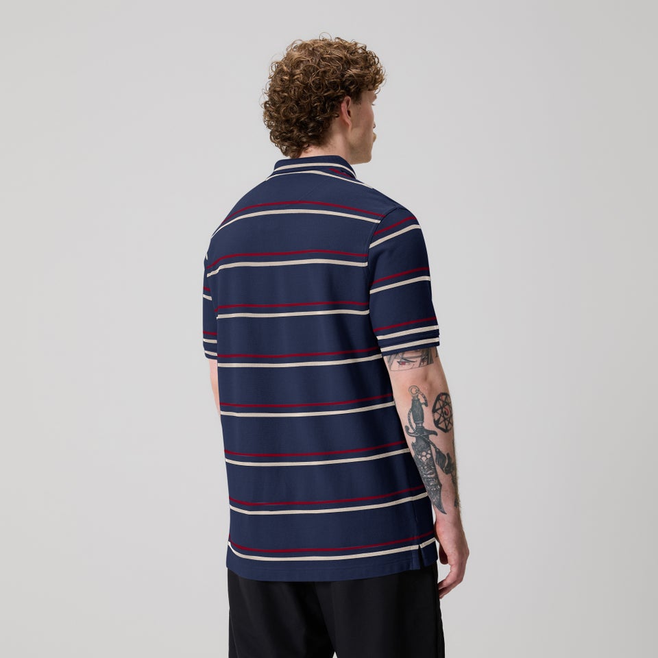 Mens Multi Stripe Polo Navy