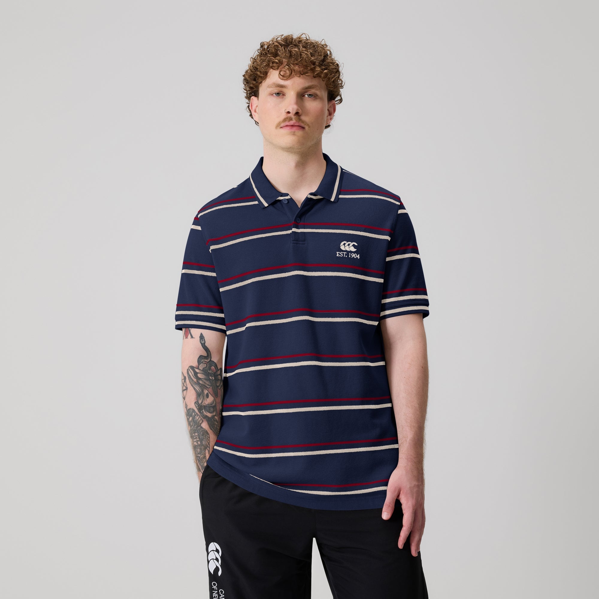 Mens Multi Stripe Polo Navy | Canterbury