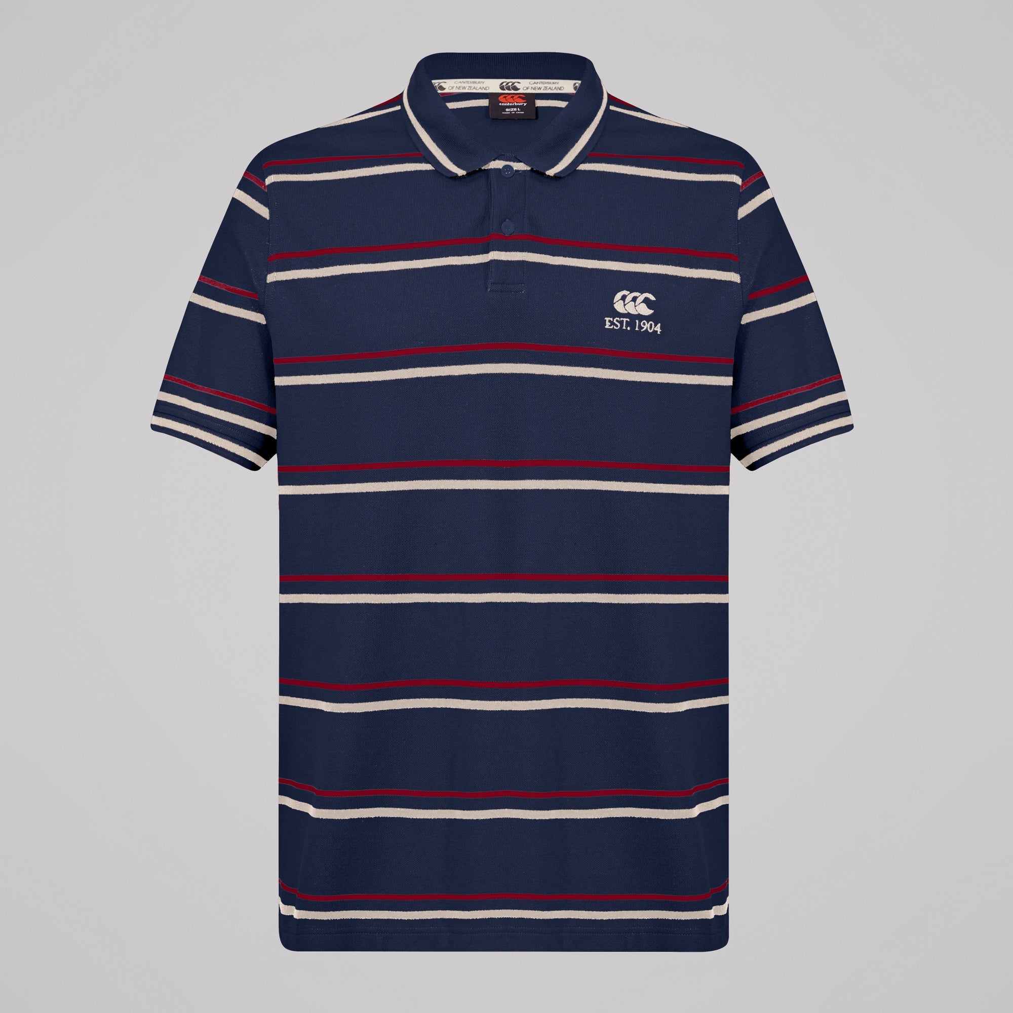 Mens Multi Stripe Polo Navy | Canterbury