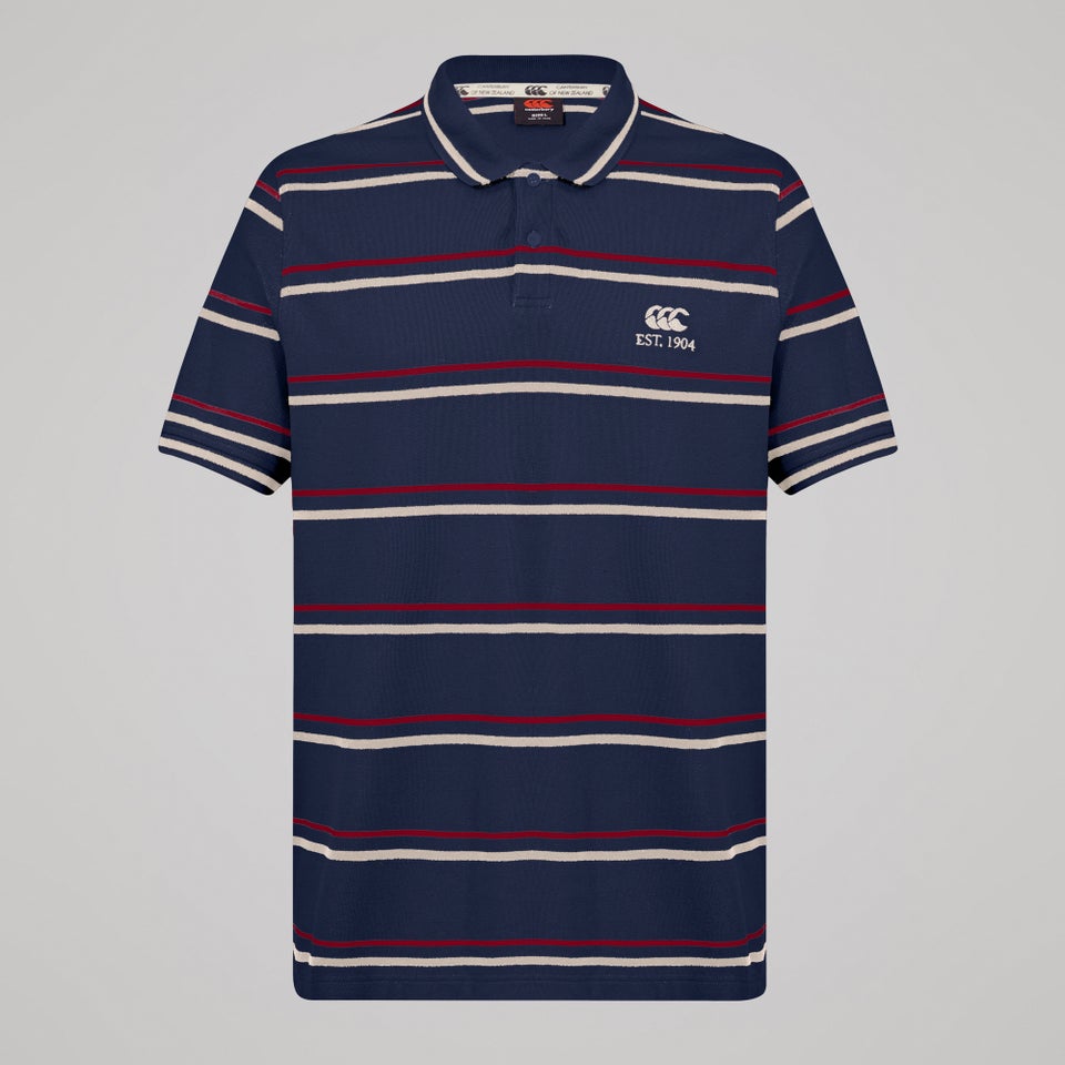 Mens Multi Stripe Polo Navy