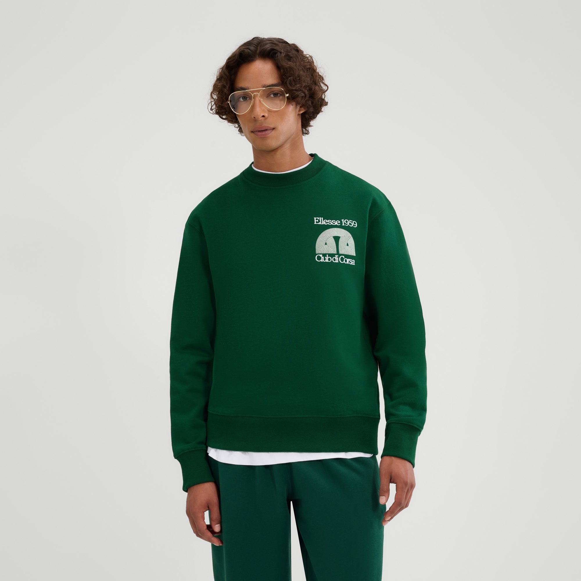 Men's Club Di Corsa Sweatshirt Dark Green | ellesse UK