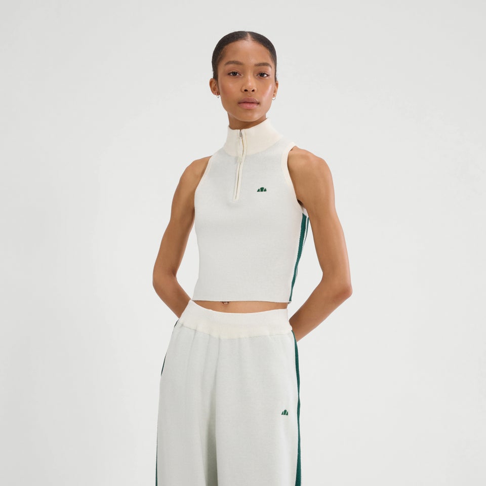 Strickoberteil Surista mit Viertelreißverschluss für Damen Cremeweiss