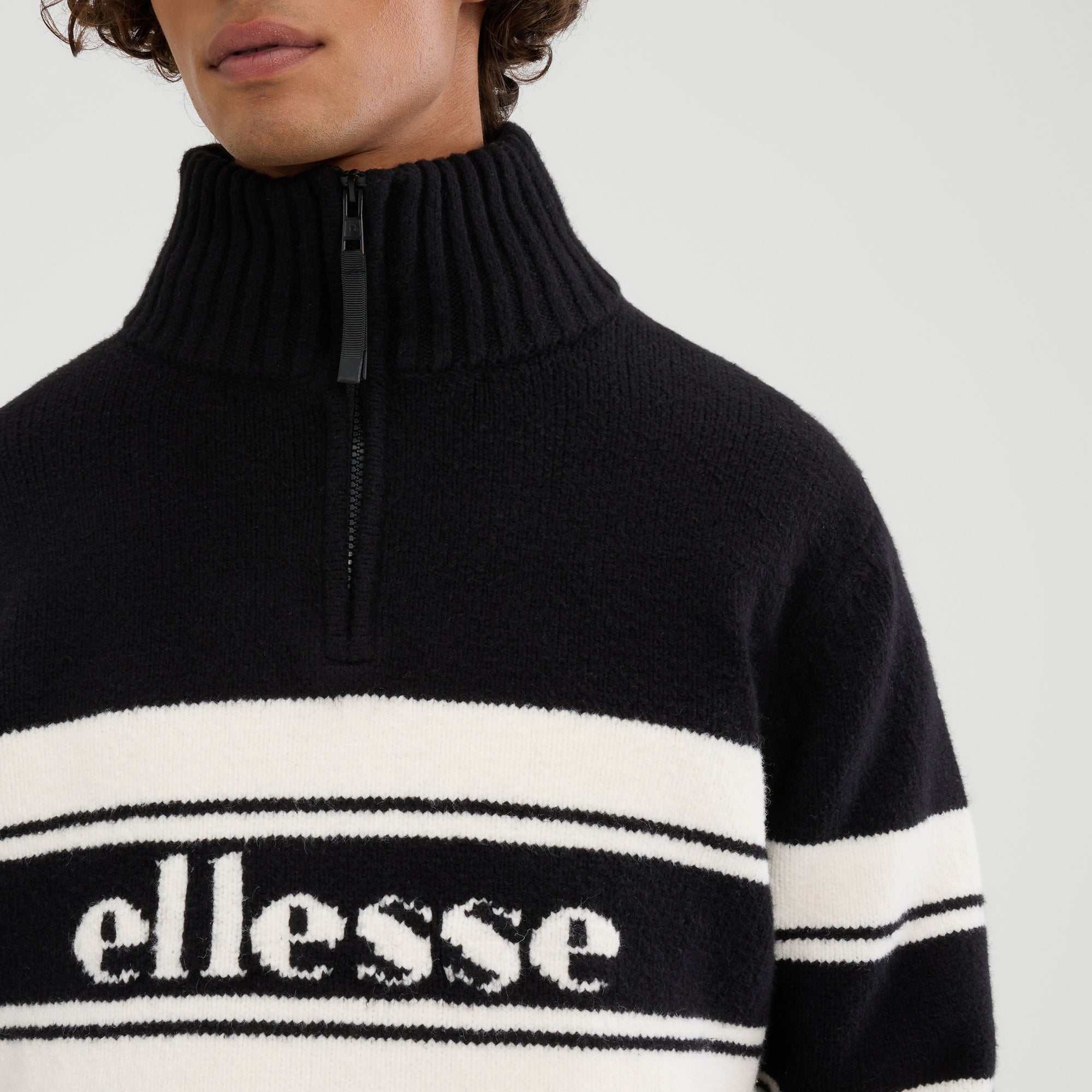 Men's Palloni Knitted 1/4 Zip Sweatshirt Black | ellesse UK