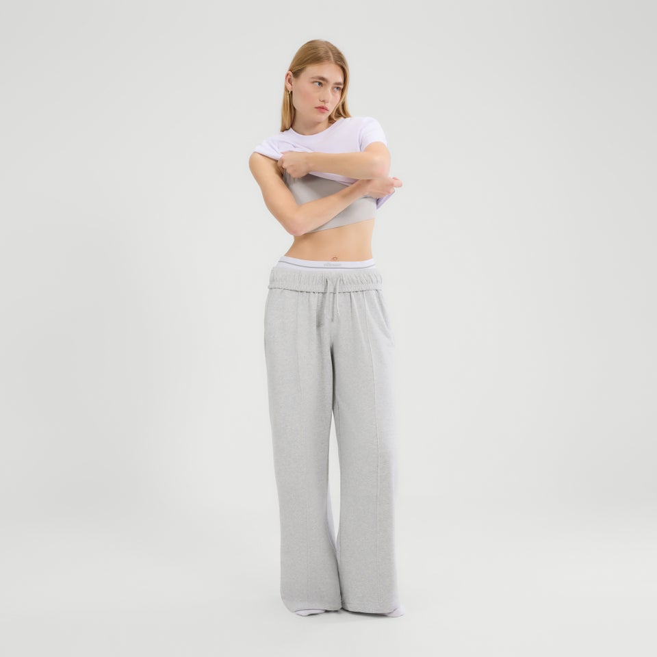 Jogginghose Casoli mit weitem Bein für Damen Hellgrau Meliert