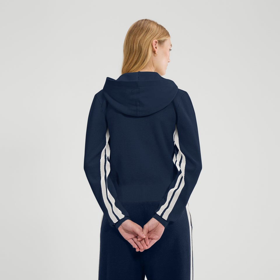 Strick-Kapuzenpulli Laneisa für Damen Marineblau