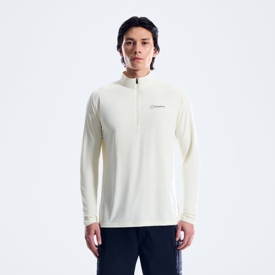 24/7 Half Zip Langarm-Shirt für Herren - Hellgrau