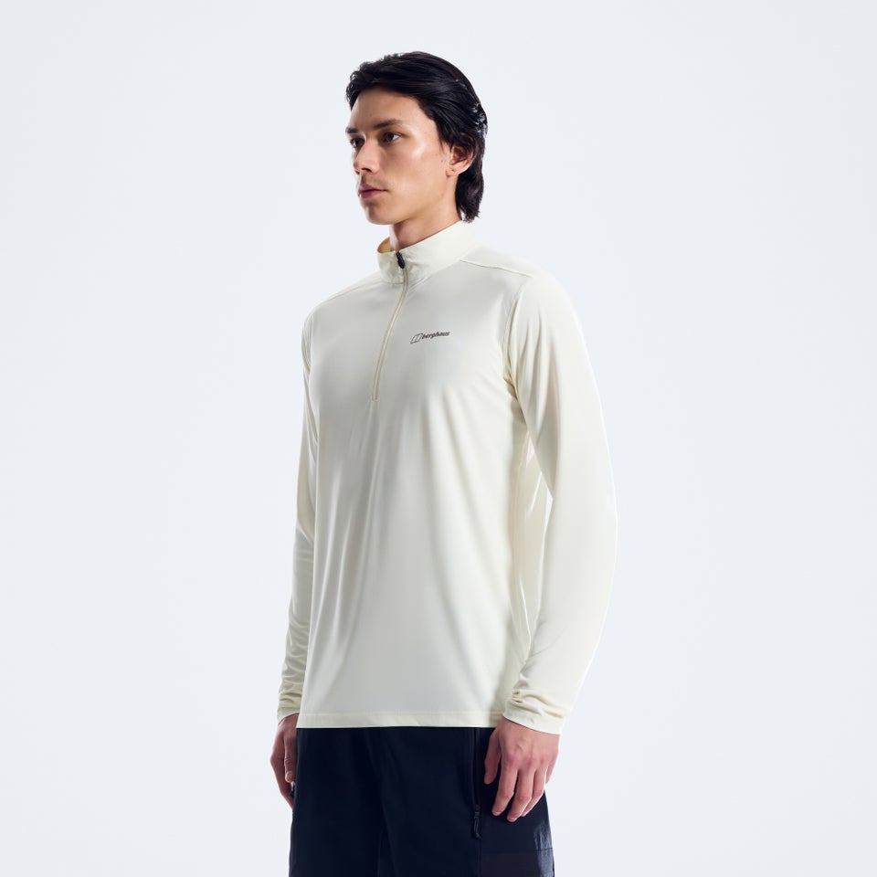 24/7 Half Zip Langarm-Shirt für Herren - Hellgrau