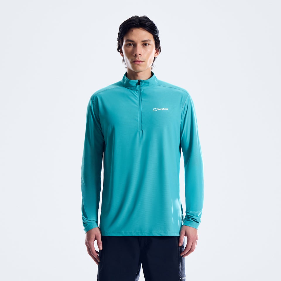24/7 Half Zip Langarm-Shirt für Herren - Hellblau