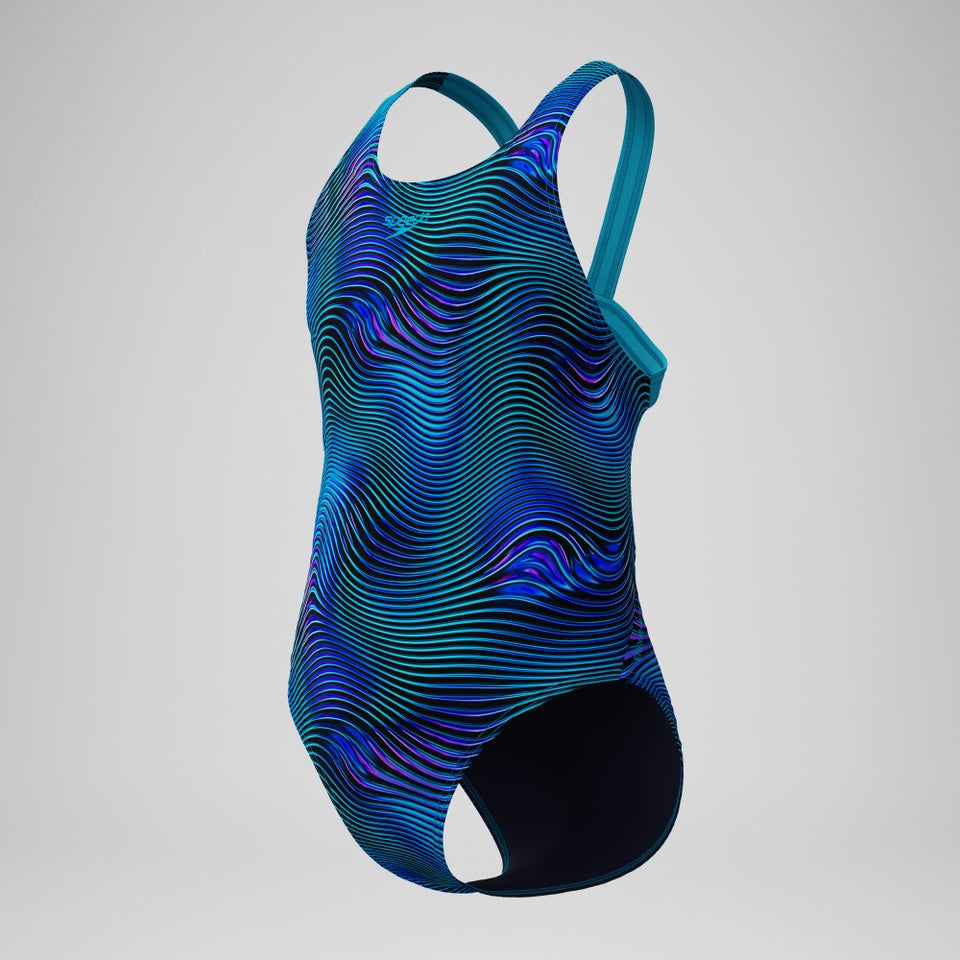 Girls Print Leaderback One Piece Blue/Turquoise